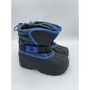Boys Snow Boots Size 11 Athletech Black Blue Rain Boots Winter Shoes